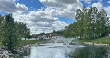 fountains in pond
